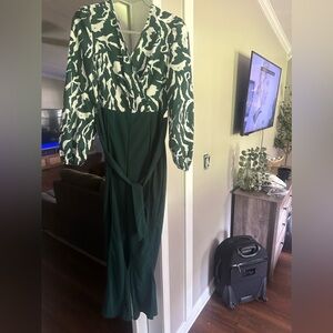 Green and white jumpsuit
